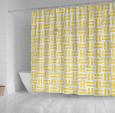 BigProStore Bathroom Curtain Woven White Marble Amp Yellow Colore Shower Curtain Bathroom Decor Herringbone Shower Curtain / Small (165x180cm | 65x72in) Herringbone Shower Curtain