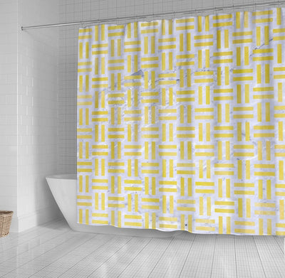 BigProStore Bathroom Curtain Woven White Marble Amp Yellow Waterc Shower Curtain Bathroom Decor Herringbone Shower Curtain / Small (165x180cm | 65x72in) Herringbone Shower Curtain