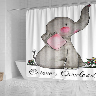 BigProStore Elephant Print Shower Curtains Watercolor Cute Baby Elephant With Blush Flowers Fantasy Fabric Bath Bathroom Sets Shower Curtain