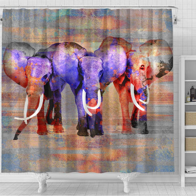 BigProStore Elephant Shower Curtains Watercolor Effect Elephant Digital Art Bathroom Decor Shower Curtain / Small (165x180cm | 65x72in) Shower Curtain