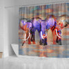 BigProStore Elephant Shower Curtains Watercolor Effect Elephant Digital Art Bathroom Decor Shower Curtain