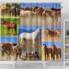 BigProStore Horse Shower Curtain Wonderful Western Horses Photography Collage Shower Curtain Extra Long Bathroom Sets Horse Shower Curtain