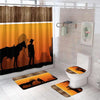 BigProStore Strong Animal Bathroom Sets Beautiful Western Sunset With Cowboy Shower Curtain Bathroom Decor Ideas Horse Bathroom Sets / Standard (180x180cm | 72x72in) Horse Bathroom Sets