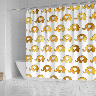 BigProStore Elephant Shower Curtain White Gold Animals Baby Elephants Metallic Bathroom Decor Ideas Shower Curtain