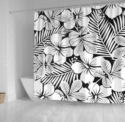 BigProStore Hawaii Bathroom Curtain White Hibiscus And Palm Leaves Shower Curtain Bathroom Curtains Hawaii Shower Curtain