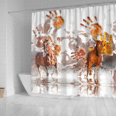 BigProStore Horse Shower Curtain Amazing Wild Horses Wild Hands Shower Curtain Bathroom Decor Horse Shower Curtain / Small (165x180cm | 65x72in) Horse Shower Curtain
