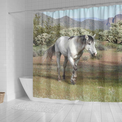 BigProStore Homewelle Running Horses Shower Curtain Amazing Wild Horses Wildlife Shower Curtain Bathroom Art Ideas Horse Shower Curtain / Small (165x180cm | 65x72in) Horse Shower Curtain