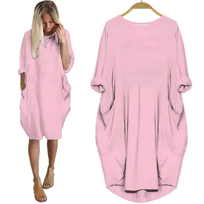 BigProStore Plain Women Summer Dress Pink / S Women Dress
