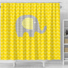 BigProStore Elephant Bathroom Decor Yellow Chevron Stripe With Gray Elephant Bathroom Wall Decor Ideas Shower Curtain / Small (165x180cm | 65x72in) Shower Curtain
