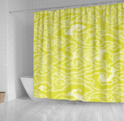BigProStore Lemon Bathroom Curtain Yellow Funky Swirls Shower Curtain Bathroom Decor Lemon Shower Curtain