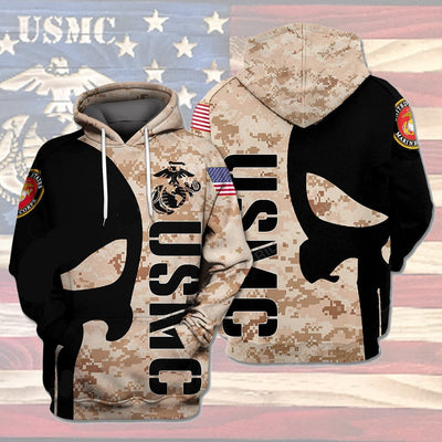 BigProStore USMC Hoodie Mens Womens All Over Print US Marine Corps Shirt Pullover Hooded Sweatshirt BPS855 3D Printed Hoodie / S 3D Printed Shirt
