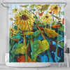 BigProStore Shocur Sunflower Shower Curtain Acrylic Painting Sunflower Field Bathroom Wall Decor Sunflower Shower Curtain