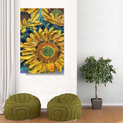 BigProStore Sunflower Canvas Art Adorable Golden Rise And Shine Sunflower Home Decor Canvas / 32" x 48" Canvas