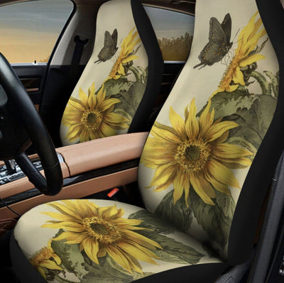BigProStore Sunflower Seat Covers Adorable Golden Rise And Shine Sunflower Luxury Car Seat Covers Universal Fit (Set of 2 Car Seat Covers Car Seat Cover