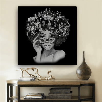 BigProStore African American Canvas My Roots Famous People In My Head Proud Black History Month Funny Canvas Afrocentric Inspired Home Decor BPS639 Black / 8" x 8" Portrait Canvas