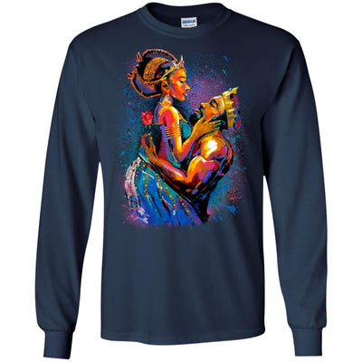 BigProStore African American Melanin King Queen T-Shirt For Pro Black People Pride G240 Gildan LS Ultra Cotton T-Shirt / Navy / S T-shirt