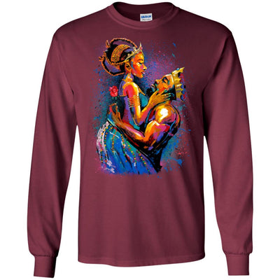 BigProStore African American Melanin King Queen T-Shirt For Pro Black People Pride G240 Gildan LS Ultra Cotton T-Shirt / Maroon / S T-shirt