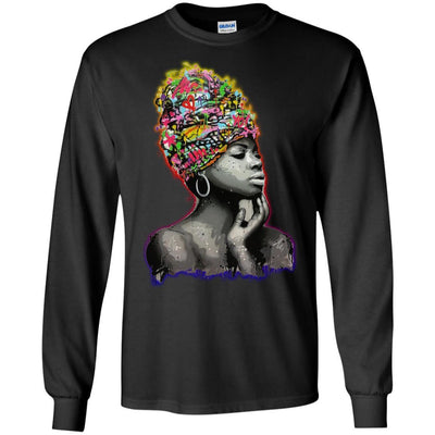 BigProStore African American Pro Black Queens T-Shirt For Melanin Women Afro Girl G240 Gildan LS Ultra Cotton T-Shirt / Black / S T-shirt
