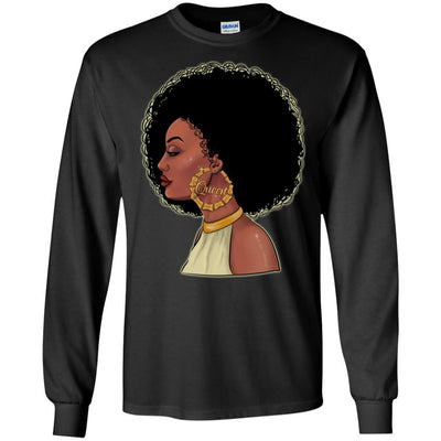 BigProStore African American Queen T-Shirt Proud Melanin Women Pro Black Girl Rock G240 Gildan LS Ultra Cotton T-Shirt / Black / S T-shirt