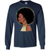 BigProStore African American Queen T-Shirt Proud Melanin Women Pro Black Girl Rock G240 Gildan LS Ultra Cotton T-Shirt / Navy / S T-shirt