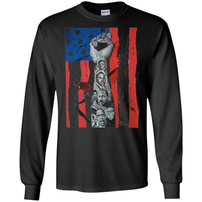 BigProStore African American T-Shirt America Flag Graphic Designs For Pro Black G240 Gildan LS Ultra Cotton T-Shirt / Black / S T-shirt