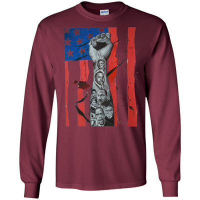 BigProStore African American T-Shirt America Flag Graphic Designs For Pro Black G240 Gildan LS Ultra Cotton T-Shirt / Maroon / S T-shirt
