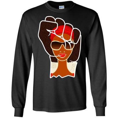 BigProStore African American T-Shirt For Melanin Poppin Black Women Afro Girl Rock G240 Gildan LS Ultra Cotton T-Shirt / Black / S T-shirt