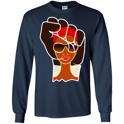 BigProStore African American T-Shirt For Melanin Poppin Black Women Afro Girl Rock G240 Gildan LS Ultra Cotton T-Shirt / Navy / S T-shirt