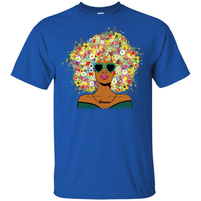 BigProStore African American Women Flower Melanin Popping T-Shirt Afro Girl Rock G200 Gildan Ultra Cotton T-Shirt / Royal / S T-shirt