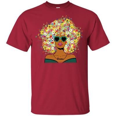 BigProStore African American Women Flower Melanin Popping T-Shirt Afro Girl Rock G200 Gildan Ultra Cotton T-Shirt / Cardinal / S T-shirt