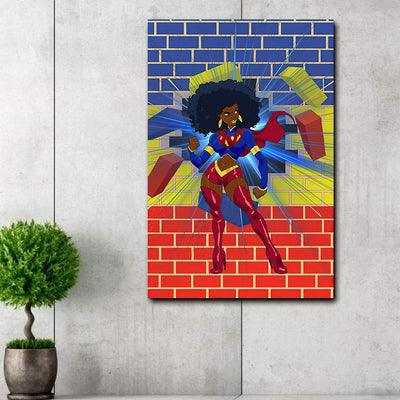 BigProStore African American Canvas Art African Super Woman African Wall Art For Living Room Canvas