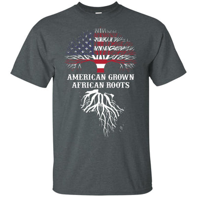BigProStore American Grown African Roots T-Shirt For Pro Black People Afro Girl G200 Gildan Ultra Cotton T-Shirt / Dark Heather / S T-shirt