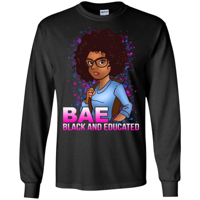 BigProStore Bae Black And Educated Afro Girl Rock T-Shirt For Melanin Women Pride G240 Gildan LS Ultra Cotton T-Shirt / Black / S T-shirt