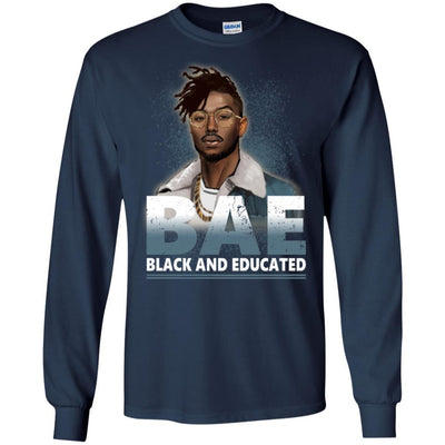 BigProStore Bae Black And Educated T-Shirt African Apparel For Melanin Afro Men G240 Gildan LS Ultra Cotton T-Shirt / Navy / S T-shirt