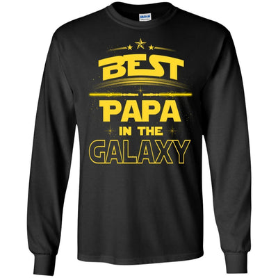 BigProStore Best Papa In The Galaxy T-Shirt Father's Day Unique Men Grandpa Gifts G240 Gildan LS Ultra Cotton T-Shirt / Black / S T-shirt