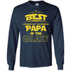 BigProStore Best Papa In The Galaxy T-Shirt Father's Day Unique Men Grandpa Gifts G240 Gildan LS Ultra Cotton T-Shirt / Navy / S T-shirt
