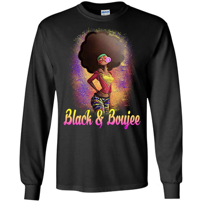 BigProStore Black And Boujee T-Shirt African Clothing For Melanin Poppin Afro Girl G240 Gildan LS Ultra Cotton T-Shirt / Black / S T-shirt