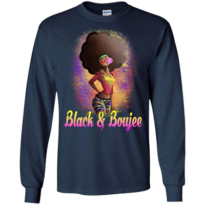 BigProStore Black And Boujee T-Shirt African Clothing For Melanin Poppin Afro Girl G240 Gildan LS Ultra Cotton T-Shirt / Navy / S T-shirt