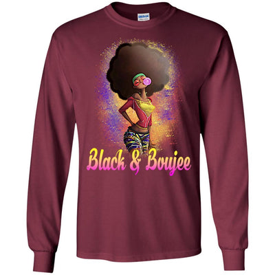 BigProStore Black And Boujee T-Shirt African Clothing For Melanin Poppin Afro Girl G240 Gildan LS Ultra Cotton T-Shirt / Maroon / S T-shirt