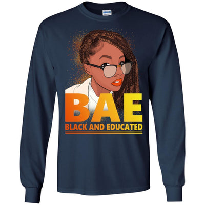 BigProStore Black And Educated Bae African Amercican Women T-Shirt For Afro Girl G240 Gildan LS Ultra Cotton T-Shirt / Navy / S T-shirt
