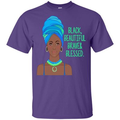 BigProStore Black Beautiful Brave And Blessed T-Shirt For African American Women G200 Gildan Ultra Cotton T-Shirt / Purple / S T-shirt