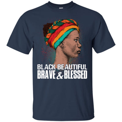 BigProStore Black Beautiful Brave And Blessed T-Shirt For Afro Girl Melanin Women G200 Gildan Ultra Cotton T-Shirt / Navy / S T-shirt