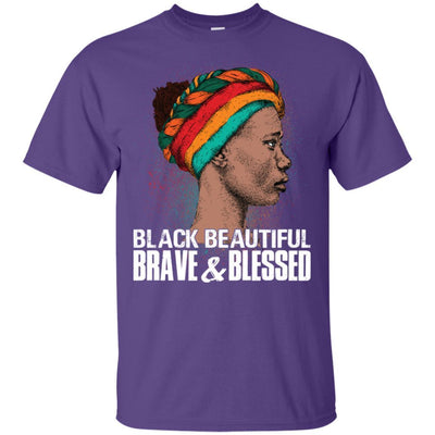 BigProStore Black Beautiful Brave And Blessed T-Shirt For Afro Girl Melanin Women G200 Gildan Ultra Cotton T-Shirt / Purple / S T-shirt