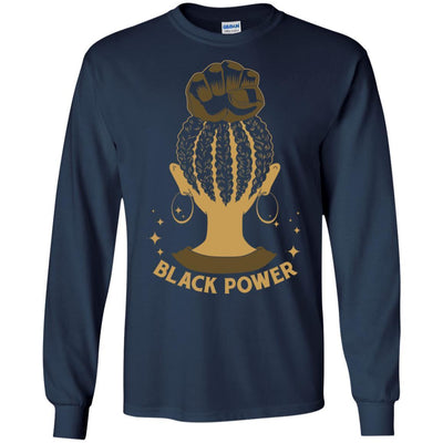 BigProStore Black Power T-Shirt African American Clothing For Melanin Poppin Women G240 Gildan LS Ultra Cotton T-Shirt / Navy / S T-shirt