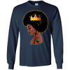 BigProStore Black Queen African American T-Shirt For Melanin Poppin Women Pro Girl G240 Gildan LS Ultra Cotton T-Shirt / Navy / S T-shirt