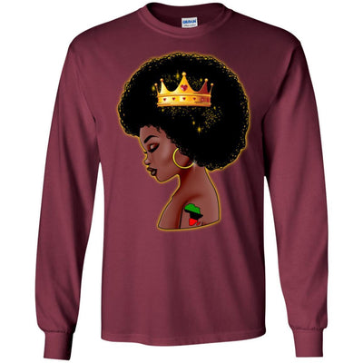 BigProStore Black Queen African American T-Shirt For Melanin Poppin Women Pro Girl G240 Gildan LS Ultra Cotton T-Shirt / Maroon / S T-shirt