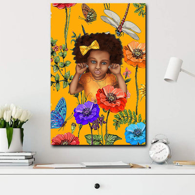BigProStore African Painting Canvas Black Chibi Flower Lovey Girl Home Decor South Africa Canvas / 8" x 12" Canvas