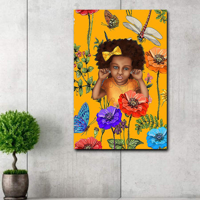 BigProStore African Painting Canvas Black Chibi Flower Lovey Girl Home Decor South Africa Canvas