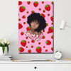 BigProStore African American Canvass Black Chibi Girl And Strawberry African Art Decor Canvas / 8" x 12" Canvas