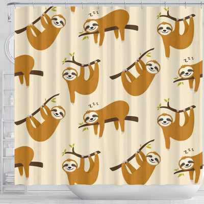 BigProStore Sloth Bathroom Decor Cartoon Sloth Seamless Small Bathroom Decor Ideas Sloth Presents Sloth Shower Curtain